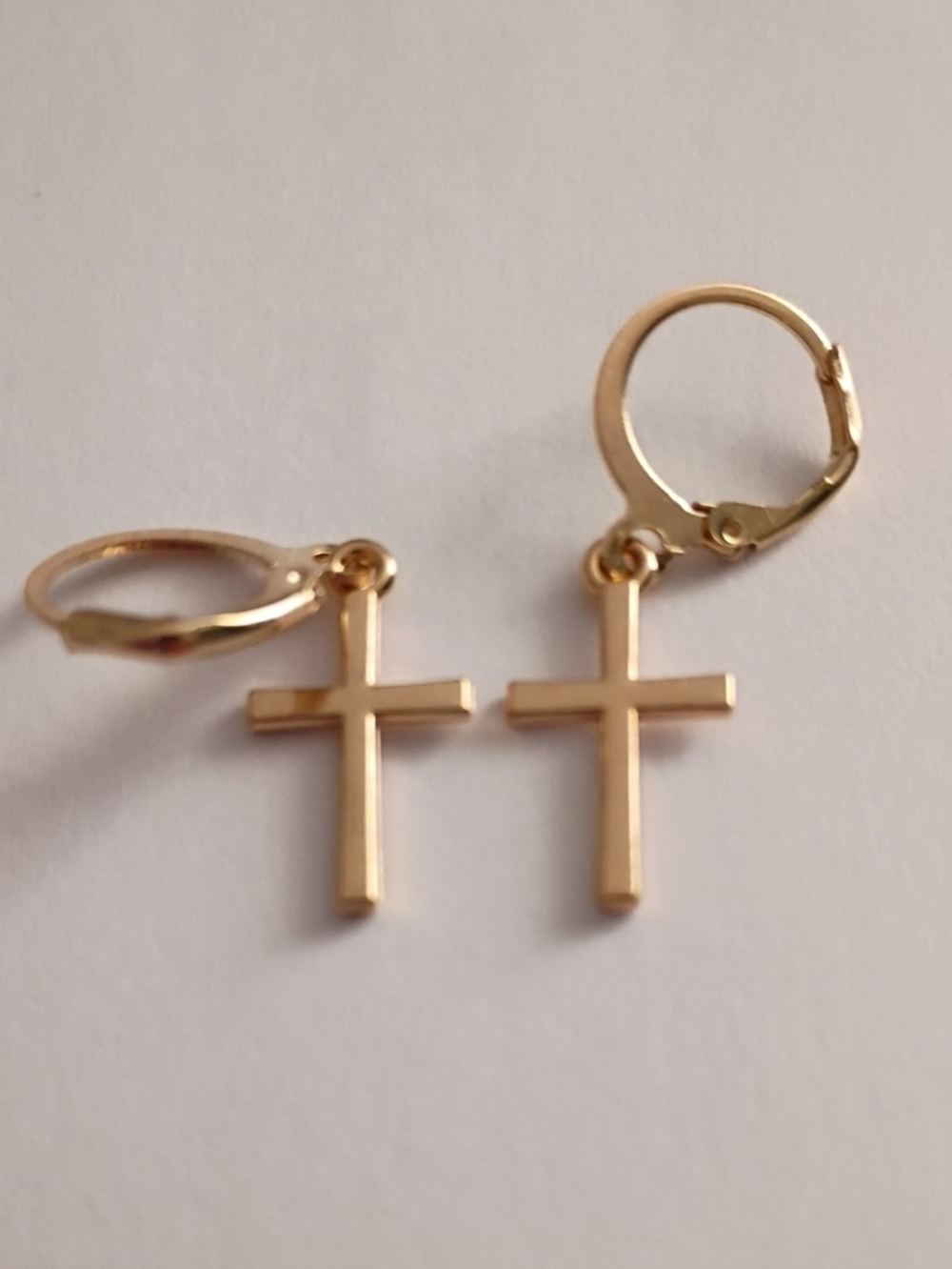 Gold Cross Dangle Hoop Earrings - Mens Jewelry